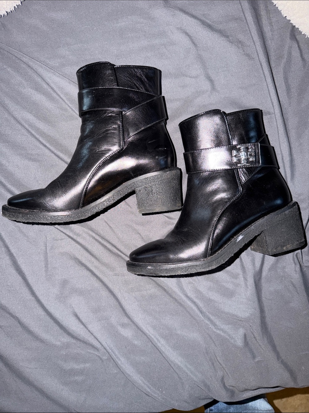TORY BURCH Women's Kira Block Heel Booties In Perfect Black Size 5